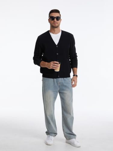 Image of Men's Cardigan Sweater Button Front V-Neck Long Sleeve Knit Sweaters