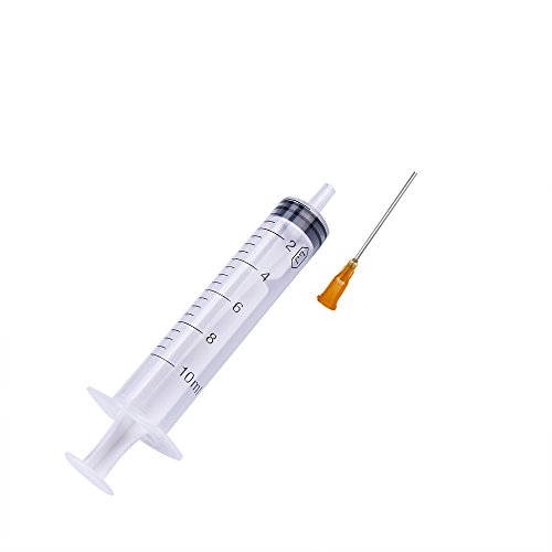 BIPEE 10ml Industrial Syringes with 15G x 1-1/2" Blunt Tip Fill Needle and Plastic Cover (Pack of 10)