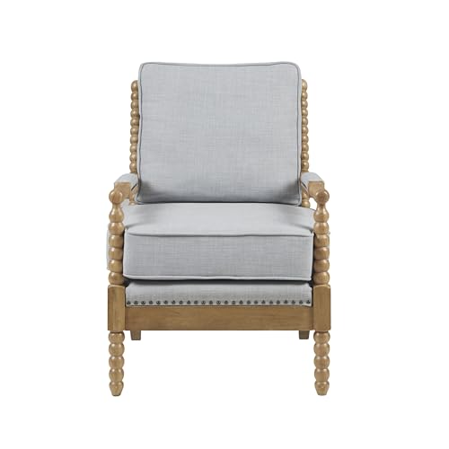 Madison Park Donohue Midcentury Modern Accent Chairs Padded Solid Wood Armrest and Frame Oakwood Finish, Upholstered Seat, Bedroom, Family or Living Room, 25.5