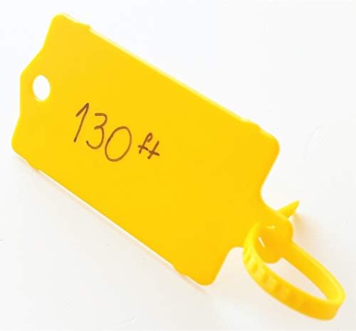 Tough Plastic Plain Key Tags - Yellow self Locking Key Tags Made of Waterproof Plastic | Pack of 48 Key Tags | No Folding, No Key Rings, No Laminated Key Tags Necessary | Pen Included