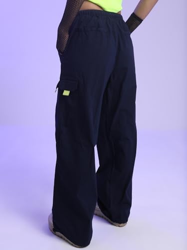 Image of Tokyo Talkies Baggy Loose Fit Parachute Trousers |High Rise with Drawstrings|Elasticated with Side Pockets