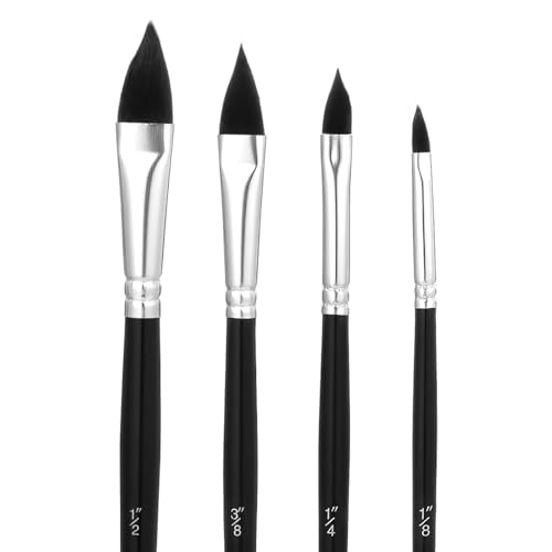 Juego de 4 pinceles de acuarela de lengua de gato, pinceles ovalados de acuarela, pinceles de pintura de acuarela para pintura acrílica, pétalos florales, pincel profesional para pintura de lengua de