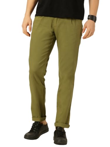 Image of Thomas Scott Men's | Solid | Breathable Fabric | 4 Pockets | Casual | Mid Rise | Regular Fit | Cotton Linen | Button Clouser | Chino Trouser | Pants