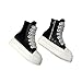 IMPREMEY Women's High Top Sneakers Lace Up PU Leather Shoes with Thick Soles and Zipper Rough Tape, Fashionable Walking Shoes Black