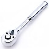 KOOPOOL 3/8 Inch Drive Ratchet, 72-Tooth Quick-Release Ratchet Wrench, 5-Degree Swing, Reversible Socket Wrench, Chrome Alloy Made, Full Polished