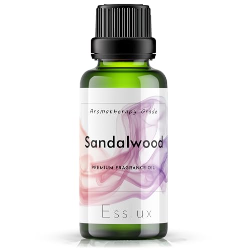 Image of Esslux Sandalwood Fragrance Oil for Diffuser & DIY | Warm, Woody Aroma for Candles, Soaps, Perfumes & Home Scents | Long-Lasting & Luxurious, 60 ML