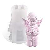 Koonafy Candle Silicone Mold Wing Angel Boy Kneel and Pray Shape Mould for DIY Candle Making Homemad