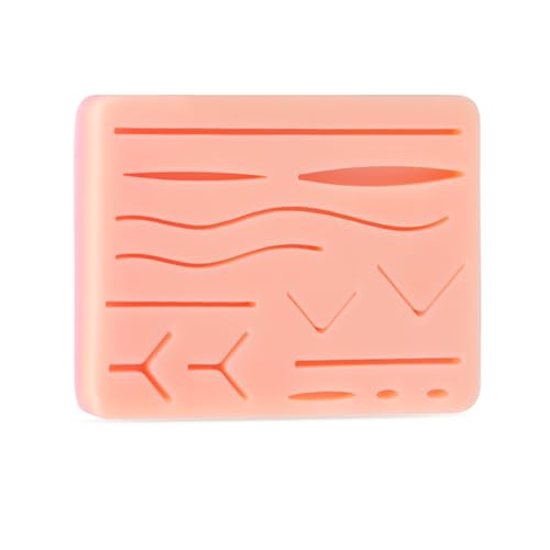 Spectabilis Suture Practice Pad Realistic Three-Layer Silicone Skin Kit with 14 Pre-Cut Wounds, Best Gift for Medical Students Training