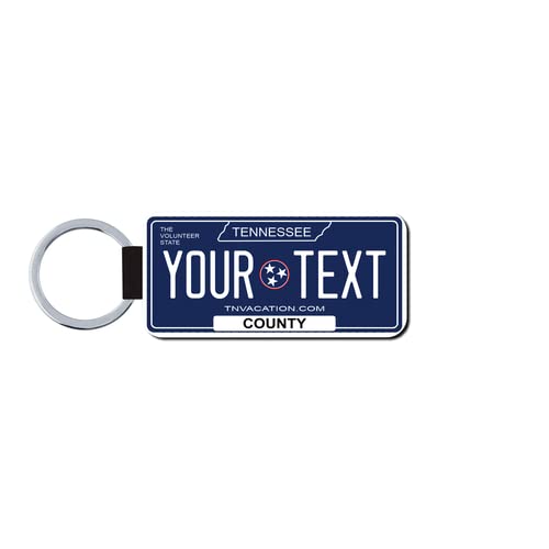 Teamlogo Personalized Tennessee License Plate Faux Leather Keychain Custom Decorated with Any Name or Text That You Want. Printed in The USA.Ver 3
