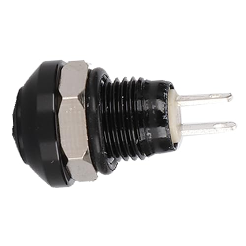 24V 1A Mini Waterproof Momentary Push Button Switch, 8mm Zinc Aluminium Alloy - IP65 Waterproof, Explosion - Proof Design, Ideal for Vehicle Horn and Power Control (Black)