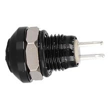 Momentary Push Button Switch, 1A 24V 8mm Mini No Lock Round Switch Mini Black Push Button Switch Aluminum Alloy Metal Shell for Car RV Truck Boat