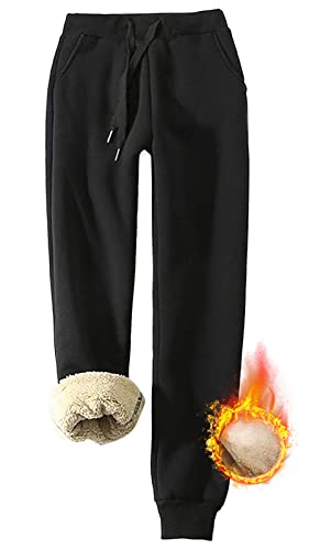 Yutdeng Warme Jogginghose Damen Gefütterte Fleece Trainingshose Thermo Freizeithose für Frauen Lockere Hosen Sporthose Lang Sweathose für Gym Trainings Cover