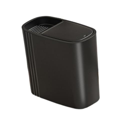 KESOTO Bidone da Bagno per Immondizia 12l con Coperchio per La Cucina della Biancheria Domestica, Nero