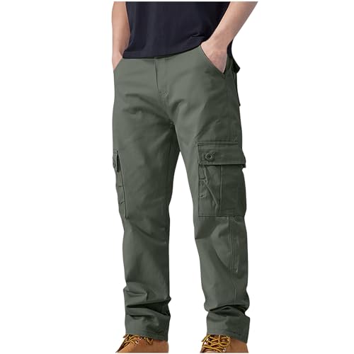 Men's Outdoor Casual Loose Multi Pocket Straight Leg Cargo Pants Fashion Solid Military Athletic Work Trousers - Main Image