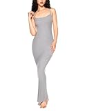 PATTERN HOUR Women's Slip Maxi Dress Long Ribbed Bodycon Dresses Soft Lounge Slipdress for Women Grey, Small