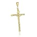 10k Yellow Gold Large Cross with Jesus Pendant (GO-655)