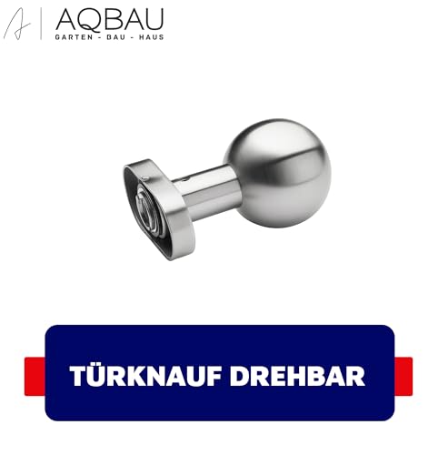 Aqbau® Türknauf drehbar, Kugel auf ovalrosette, Türknopf edelstahl, Knopfdrücker, Drehknauf tür, Kugelknopf Silber für Außen- & Innenbereich Türbeschlag