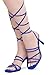 Shoe Land Women's Strappy Heels – Square Open Toe Lace-Up Heeled Sandals with Adjustable Ankle Wrap, Comfy 3-Inch Stiletto Dressy Evening High Heels for Wedding & Party, Royalblue, Size 9.0, SL-Lumi