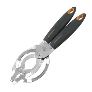 Fackelmann coperchi, Linea Apribarattoli/Svitacoperchi, Collection, in Acciaio Inox, Manico Soft Touch (Colore: Nero/Arancione/Argento), 24,5×2,5×8,5 cm