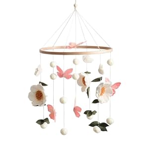 Baby Crib Mobile for Boys and Girls, Floral Mobile for Crib, Butterfly and Flower Nursery Decor, Crib Hanging Toy for Newborn
