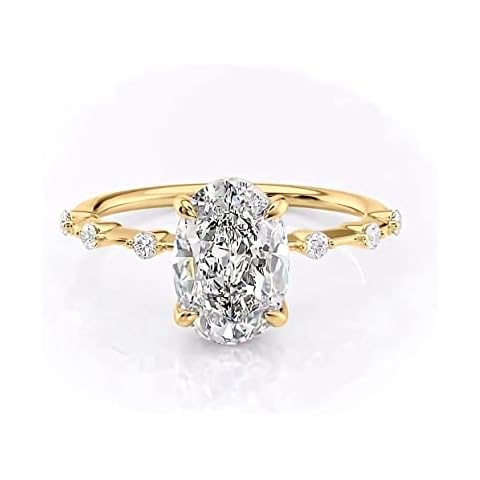 2 Carat Oval Cut Unique Moissanite Engagement Ring, D Color VVS1 Clarity 10K / 14K / 18K Gold Vintage Style Antique Wedding Ring for Women, Art Deco Classic Promise Bridal Anniversary Gift for Her Cover