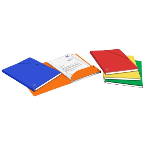 Eurofolio+ Alpina - Cartelline con elastico, formato A4, dorso 15 cm, in cartone goffrato, colori assortiti, 10 pezzi (4)