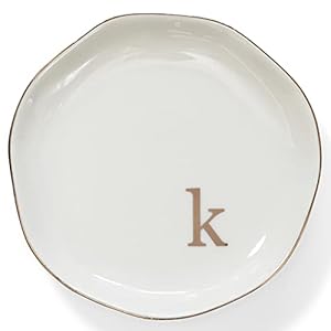HOME SMILE Initials Ring Dish Jewery Tray with Personalized K-Monogrammed Engagement Wedding Gifts for Friends,Sister,Birthday Christmas Gifts for Women,Ceramic White HOME SMILE Initials Ring Dish Jewery Tray with Personalized K Monogrammed Engagement Wedding Gifts for FriendsSisterBirthday Christmas Gifts for WomenCeramic White