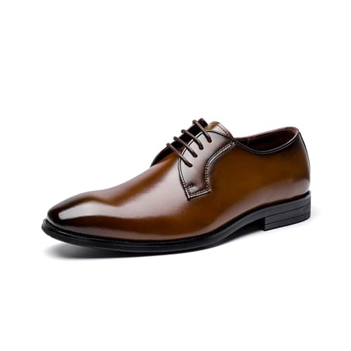 Leather Shoes Casual Business Banquet Wedding Shoes Korean Men's Shoes Oxfords(Brown 2,9.5)