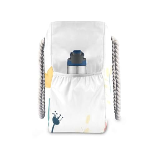 Spring Bloom Florals Beach Tote Bag - Waterproof Travel Bag with PVC Compartment, Oversized Pool Tote for Vacation Essentials, Vintage Nylon Beach Accessory for Multipurpose Storage3