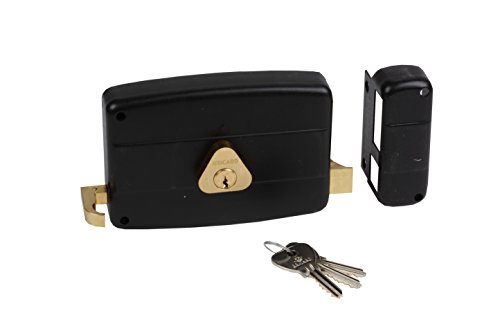 Bricard 1843 Serrure en applique horizontale tirage 2 entrées Cylindre 5 Goupilles droite, Noir