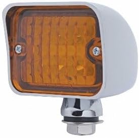 Amber 6 LED Hot Rod Classic Car Park Turn Signal Lights, Chrome Metal Base, 2 Pack, for Car