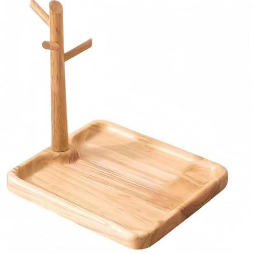 XPPX玄関用の木製キーホルダー。キーホルダー、ネックレス/鍵/時計収納、卓上、玄関収納、キーフック、おしゃれな室内小物入れ。 (枝皿,木の色)