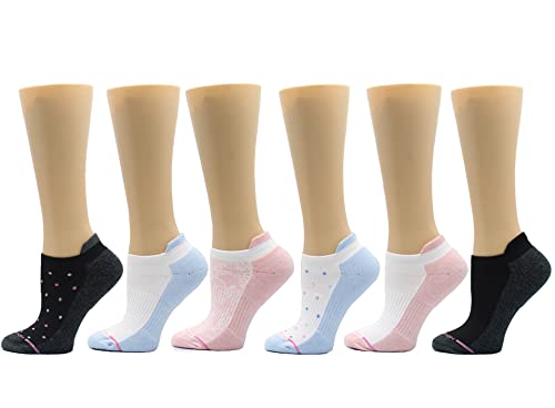 Dr. Motion Womens Low Cut Cushioned Breathable Compression Ankle Socks with Arch Support 6 Pairs (Multi #4)