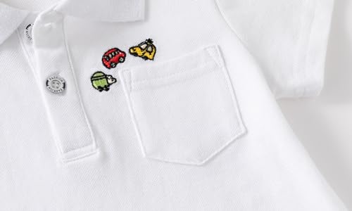 Yueary Camiseta infantil Toddle de manga curta para meninos com bolso lapela e botão Color Block Cam