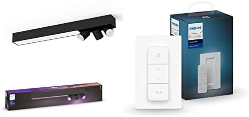 Philips Hue Centris White and Colour Ambiance Smart Ceiling Bar Light, 3X SpotLights [GU10 Spot] with Bluetooth, Black. Works with Alexa, Google Assistant and Apple HomeKit.