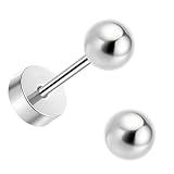 医療用 純チタン ピアス つけっぱなし用 セカンド ファースト メンズ レディース ball.4mm 軸太0.8mm（20g 人気 金属アレルギー対応 キャッチ 平たい 落ちない シンプル 小さい 両耳セット シルバー チタンポスト6mm プレゼントに最適 ブランド スタッド キング J.aey (ball.4mm)