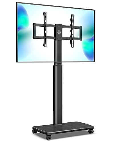 Fitueyes Rolling Tv Floor Stand For 32 To 65 70 Inch Tvs, Portable Mobile Tv Cart On Wheels, Black Tall Tv Stand With Swivel Mount, Corner Universal Tv Stands For Bedroom, Outdoor, Small Dorm #TOP10