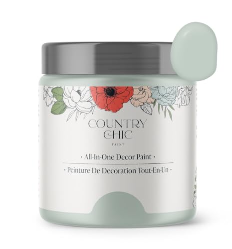Country Chic All-in-One Chalk Paint for Furniture, Cabinets, Home Decor, Eco-Friendly, Matte Finish, Built-In Primer & Top Coat for Wood, Metal - Happy Hour (Mint Green) - 8 oz (237 ml)