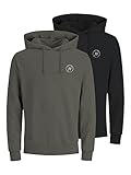 Jack & Jones Jjjaxon Sudadera con Capucha 2pk MP Noos, Negro/Paquete: Negro y Verde Oliva, XL para Hombre