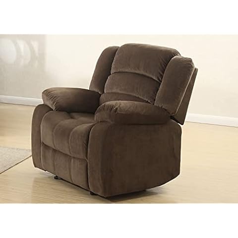 AC Pacific Bill Modern Fabric Upholstered Living Room Reclining with Padded Pillow Top Armrests, Chair, Walnut Cover