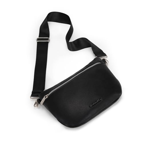 Montana West 3-Zip Fanny Pack for Women Vegan Leather Crossbody Sling Bag