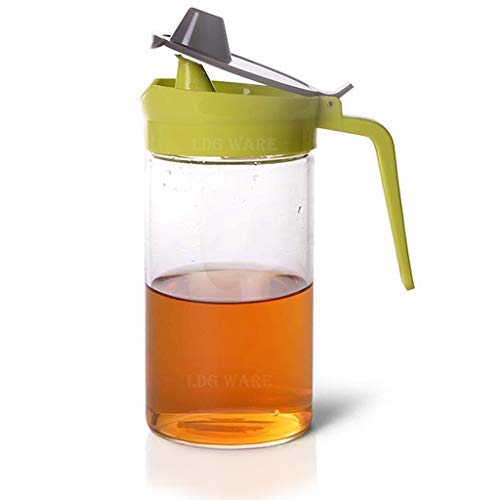 LDG WARE Glass Oil Dispenser Bottle 720ml | Borosilicate Glass Oil Bottle for Kitchen | Leakproof Oil Container with Dust-Free Lid | Stylish Kitchen Oil Dispenser Glass for Cooking & Storage (2-pcs) 1