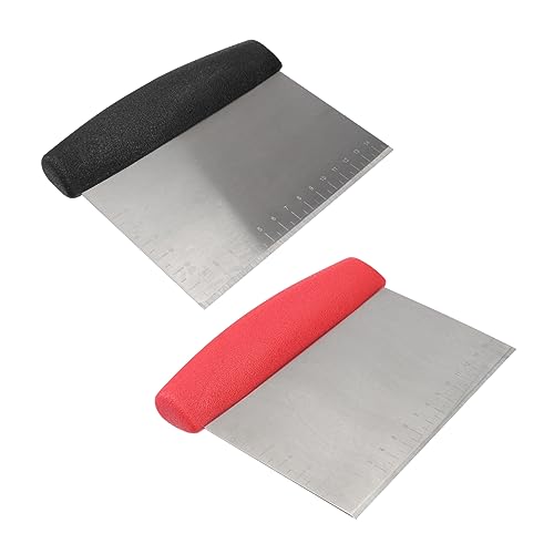 Alipis 2pcs Stainless Steel Cutter Scraper with Scale Measurement Versatile Kitchen Gadget for Pizza and Veggie Preparation Mixed Colors
