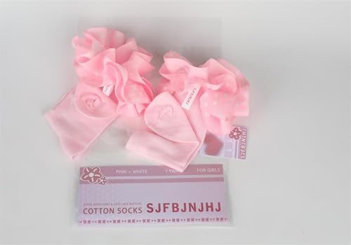 Girls Ruffle Socks for Toddler Baby,Girl Double Lace Socks-Cute Polka Dot Sock,Turn Cuff Frilly Ankle Sock4