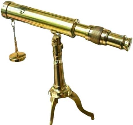 Antique Brass Telescope Tripod Stand Nautical Solid Standing Decorative Telescope Maritime Marine Desk Spyglass Desktop Style Gift