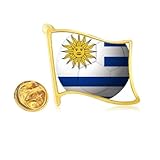 ウルグアイ国旗サッカーワールドカップ ゴールドメタル 旗 ラペルピン バッジ