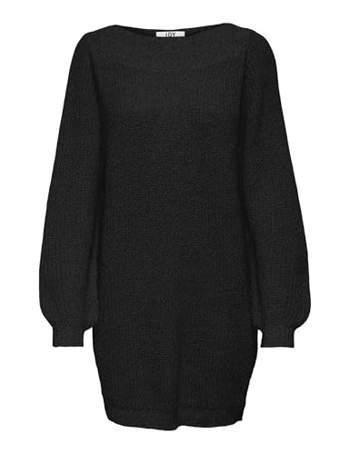 JdY Damen Jdywhitney Megan L/S Boat Knt Noos Dresses, Black/Detail:w Black Ply, M EU