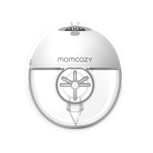 Momcozy Breast Pump Hands Free M5, Wearable Breast Pump of Baby Mouth Double-Sealed Flange with 3 Modes & 9 Levels, Electric Breast Pump Portable - 24mm, 1 Pack Quill Gray