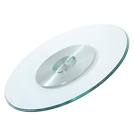 JRPT Glas Lazy Susan skivspelare, bordsanvändning, lat Susan dekorationsplatta förtjockat 10 mm klart glas, säkerhetskant, stark/90 cm/35 tum/90 cm/35 tum