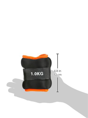 Image of Btag Premium Neoprene Ankle & Wrist Weights (1 kg x 2 Pcs) | Adjustable Strap | Unisex Leg & Arm Weight Cuffs for Gym, Workout & Training ((Black /Orange)
